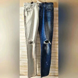 KDNK stretch half light half dark jeans size 32/32